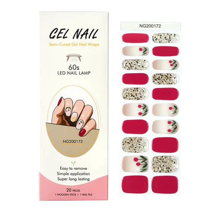 BeauMama Tulip Love Semi Cured Gel Nail Wraps