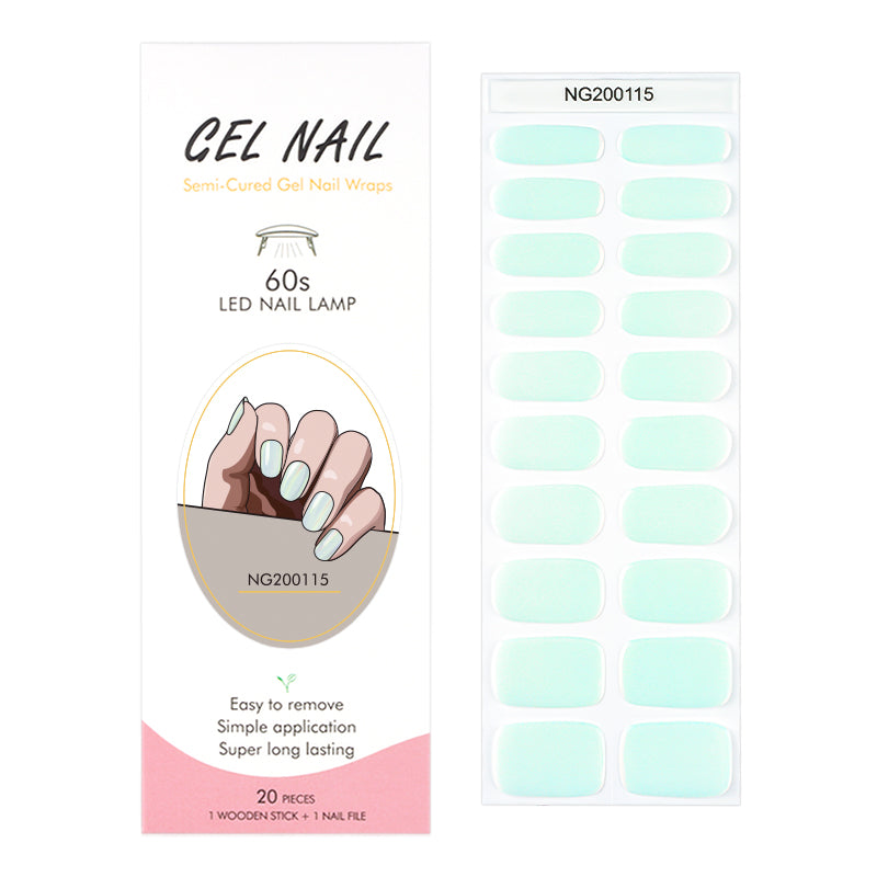 BeauMama Light Mint Aurora Semi Cured Gel Nail Wraps