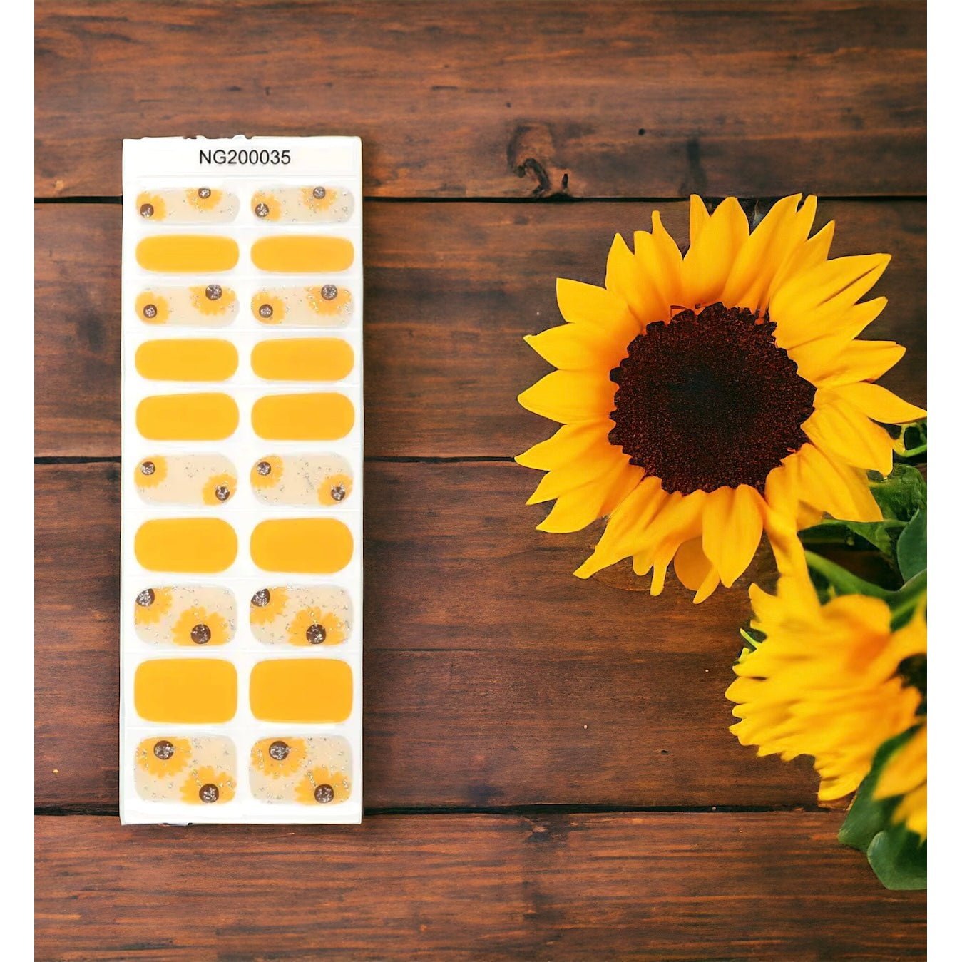 BeauMama Sunshine & Sunflowers Semi Cured Gel Nail Wraps