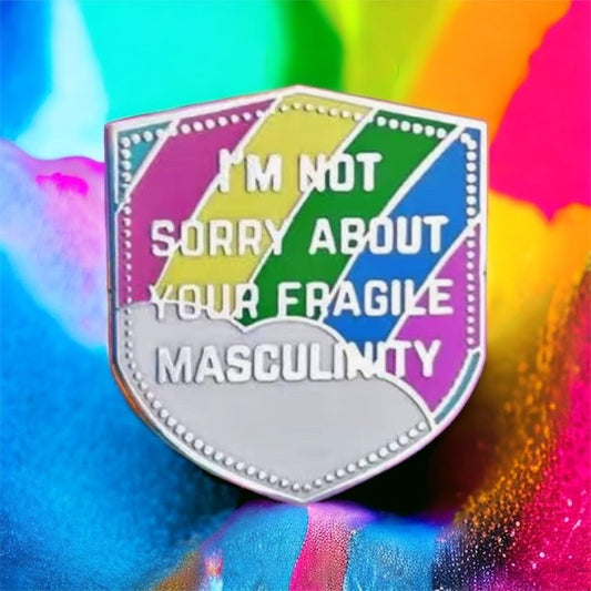 Fragile Masculinity Shield Enamel Pin