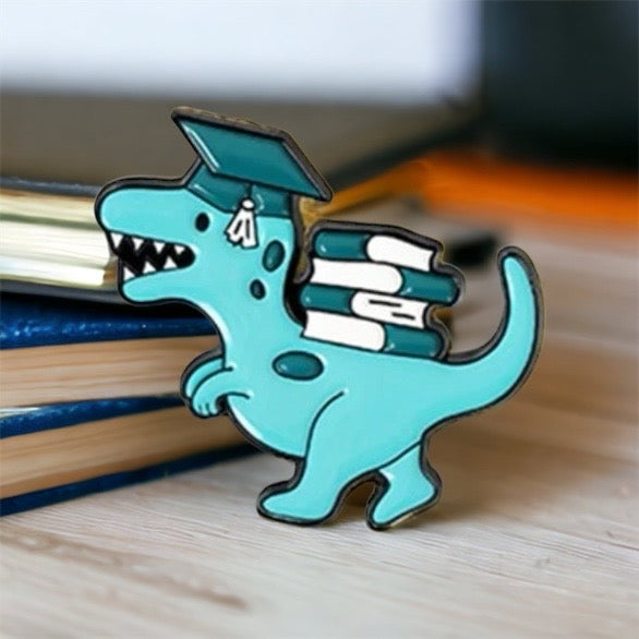 Bookish Dino Enamel Pins