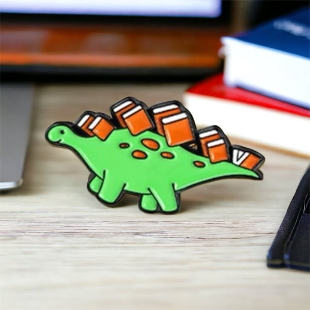 Bookish Dino Enamel Pins