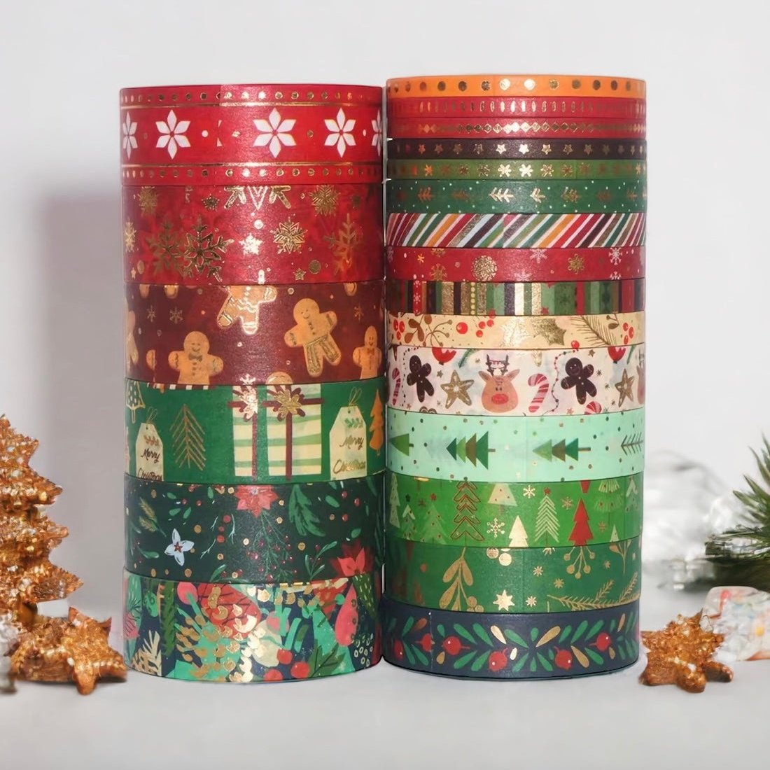 Merry Christmas Paper Washi Tape - 21 Rolls