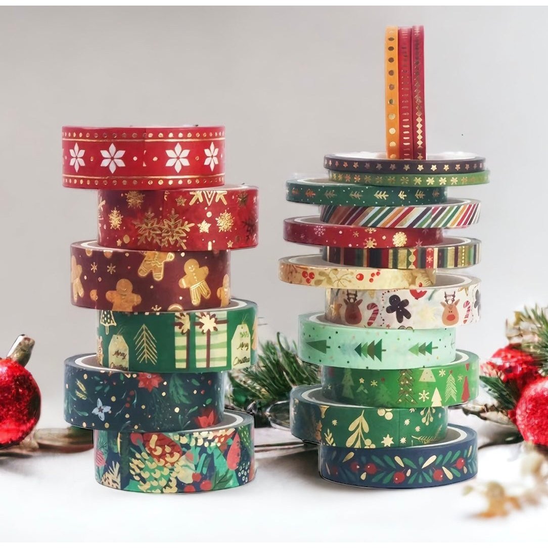 Merry Christmas Paper Washi Tape - 21 Rolls