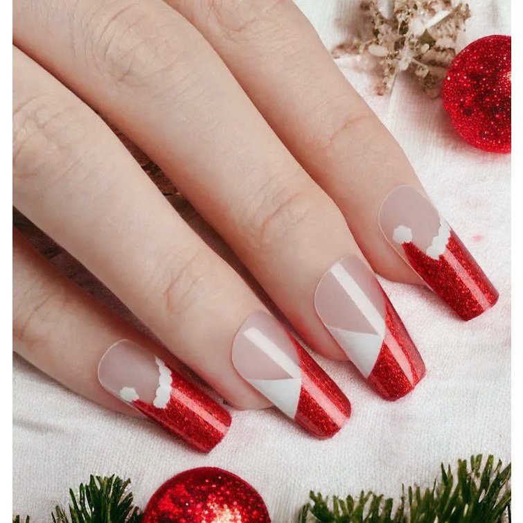 BeauMama Santa Hats Semi Cured Gel Nails