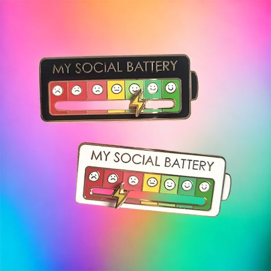 My Social Battery Interactive Enamel Pin