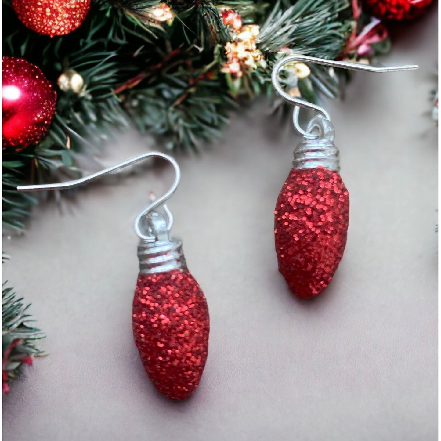 Christmas Bauble Earrings- Red