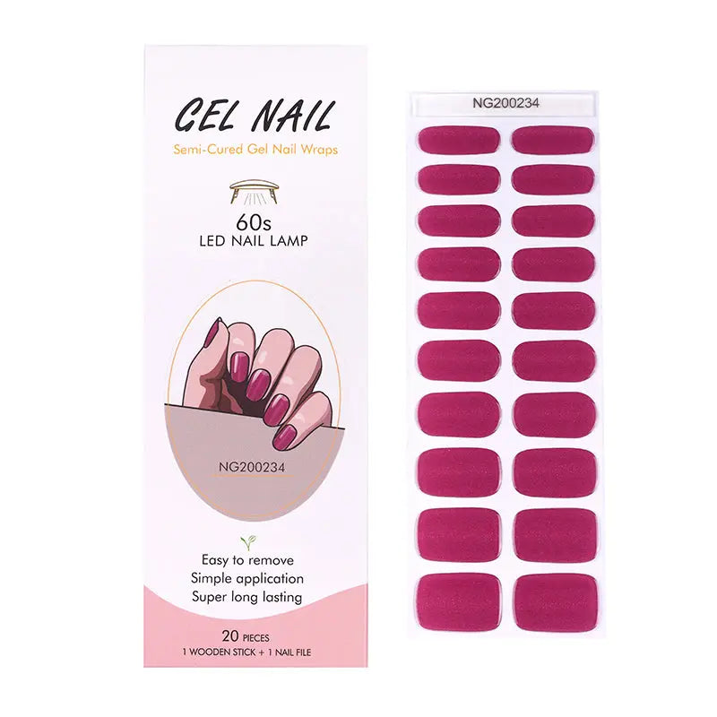 BeauMama Burgundy Sparkle Semi Cured Gel Nail Wraps