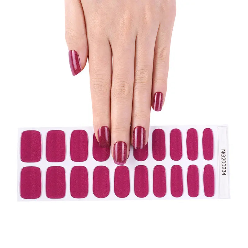 BeauMama Burgundy Sparkle Semi Cured Gel Nail Wraps