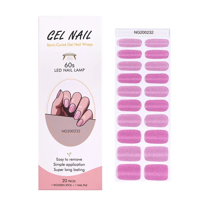 BeauMama Cats Eye Pink Semi Cured Gel Nail Wraps