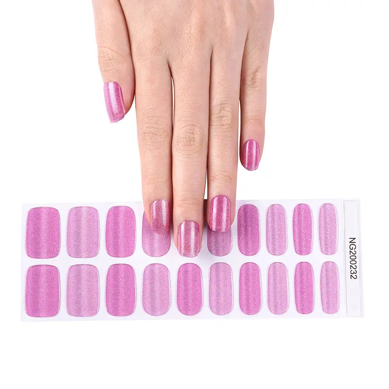 BeauMama Cats Eye Pink Semi Cured Gel Nail Wraps