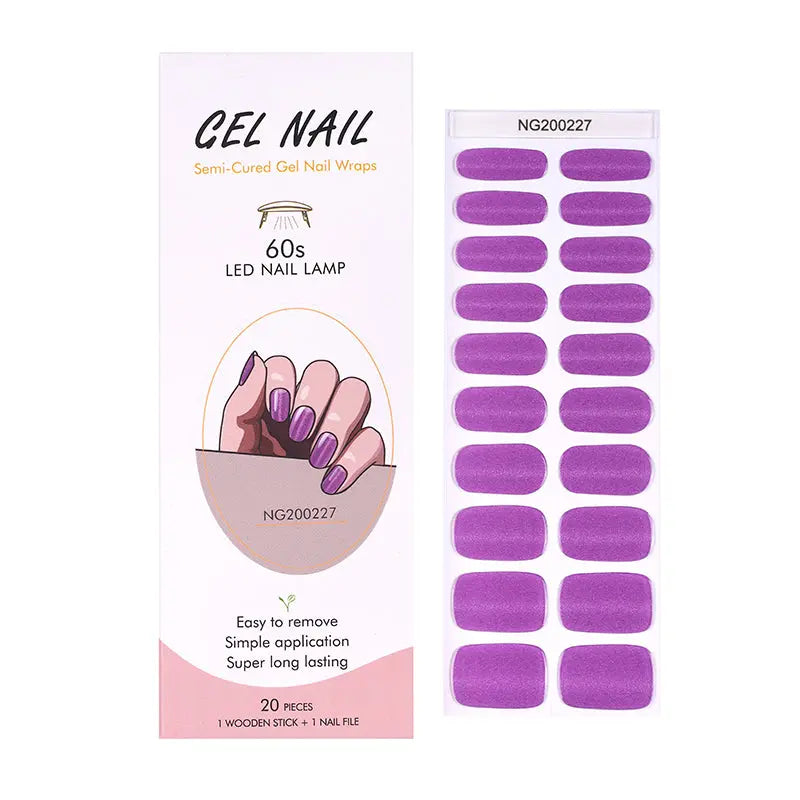 BeauMama Cats Eye Purple Semi Cured Gel Nail Wraps