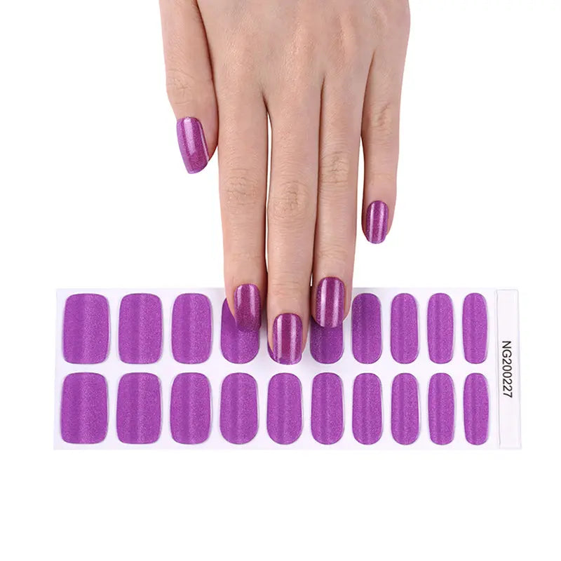 BeauMama Cats Eye Purple Semi Cured Gel Nail Wraps