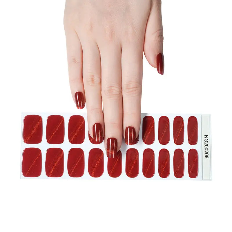 BeauMama Cats Eye Red Semi Cured Gel Nail Wraps