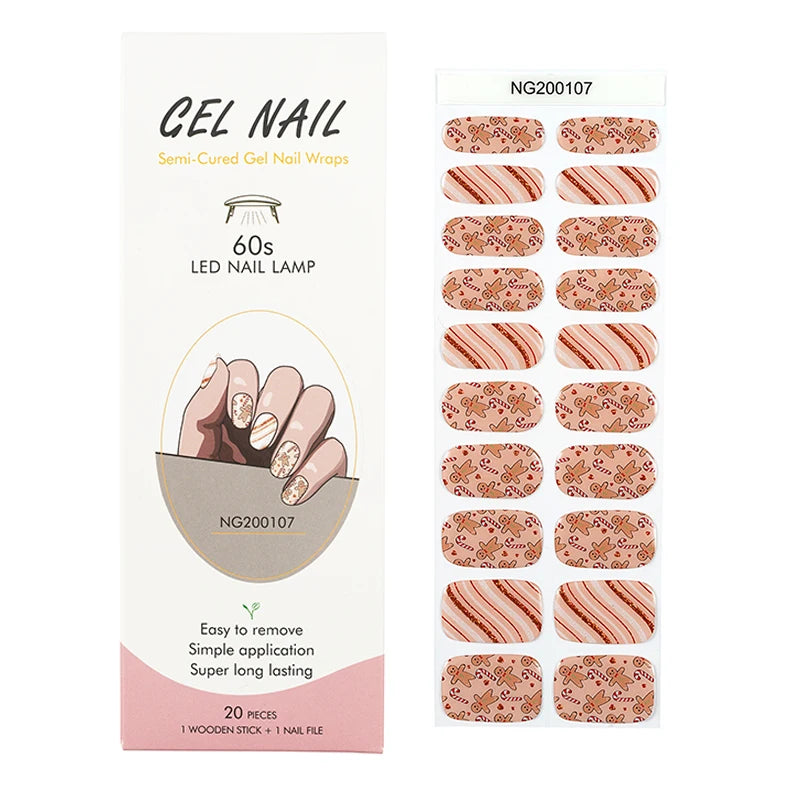 BeauMama Gingerbread Love Semi Cured Gel Nail Wraps