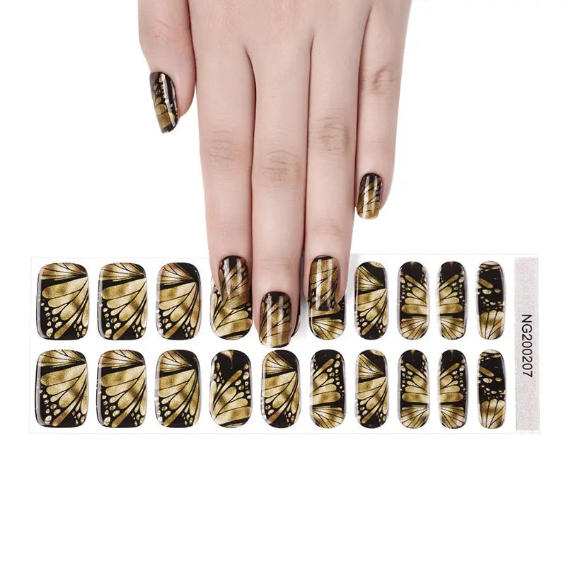 BeauMama Golden Butterfly Semi Cured Gel Nail Wraps