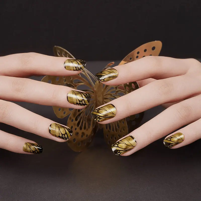 BeauMama Golden Butterfly Semi Cured Gel Nail Wraps