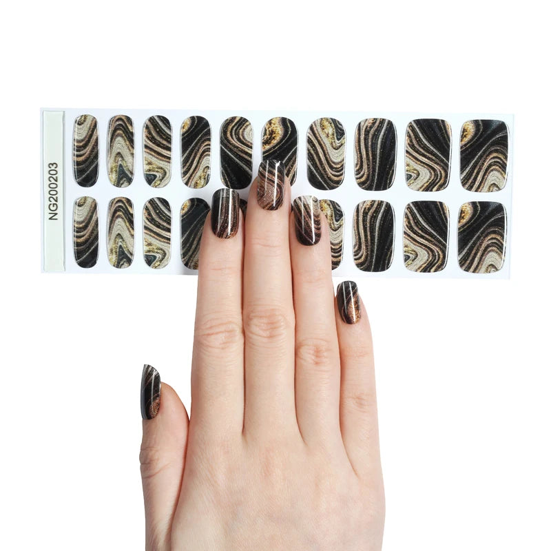 BeauMama Golden Marble Semi Cured Gel Nail Wraps