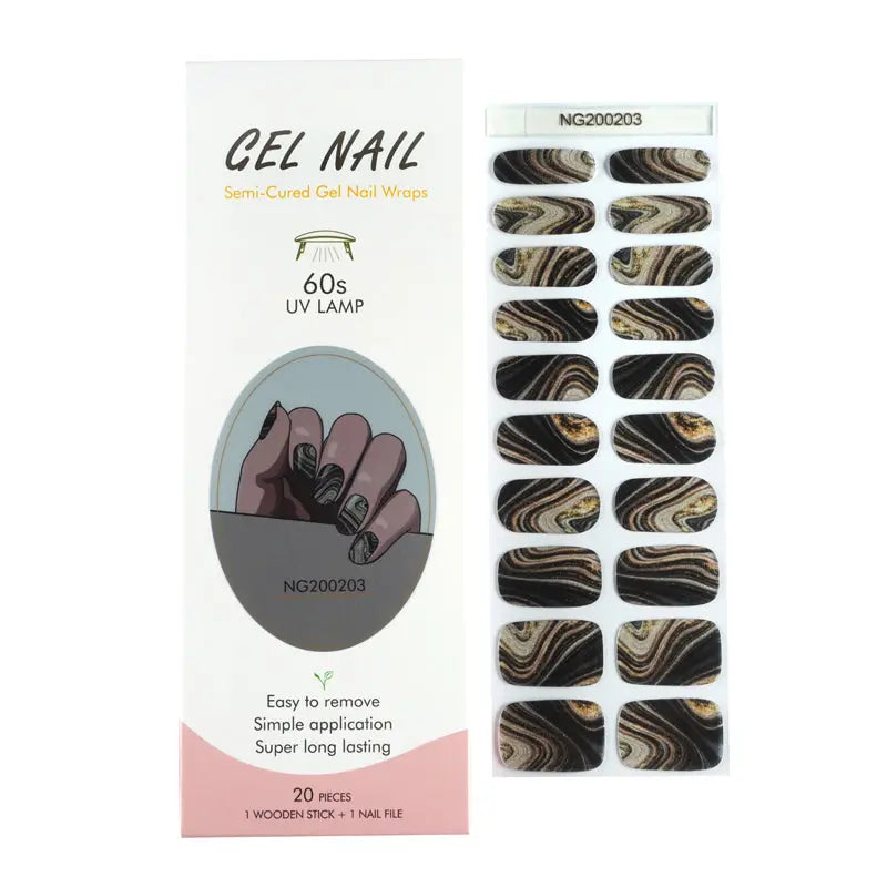 BeauMama Golden Marble Semi Cured Gel Nail Wraps