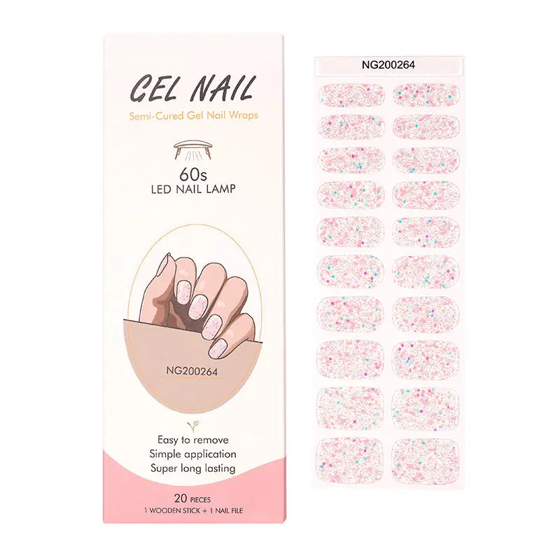 BeauMama Pink Frosting Glow in the Dark Semi Cured Gel Nail Wraps