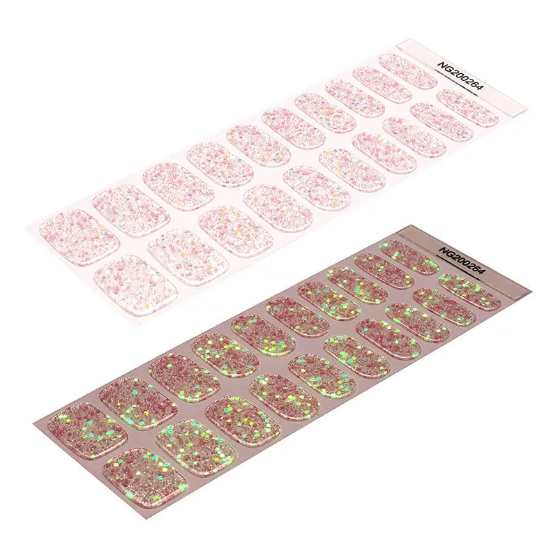 BeauMama Pink Frosting Glow in the Dark Semi Cured Gel Nail Wraps