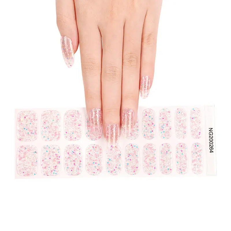 BeauMama Pink Frosting Glow in the Dark Semi Cured Gel Nail Wraps