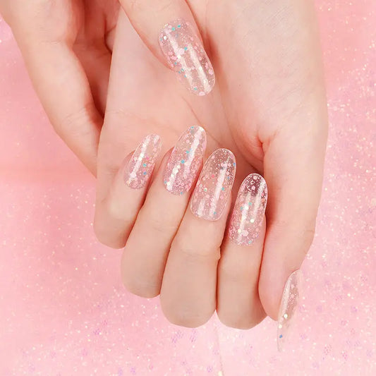 BeauMama Pink Frosting Glow in the Dark Semi Cured Gel Nail Wraps