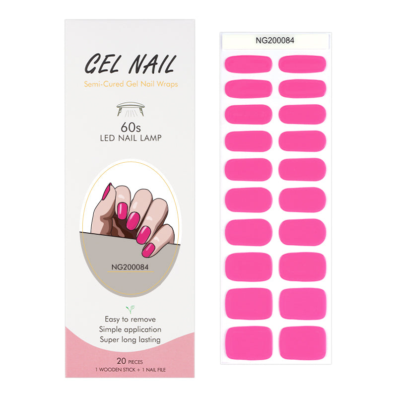 BeauMama Pink Power Neon Semi Cured Gel Nail Wraps