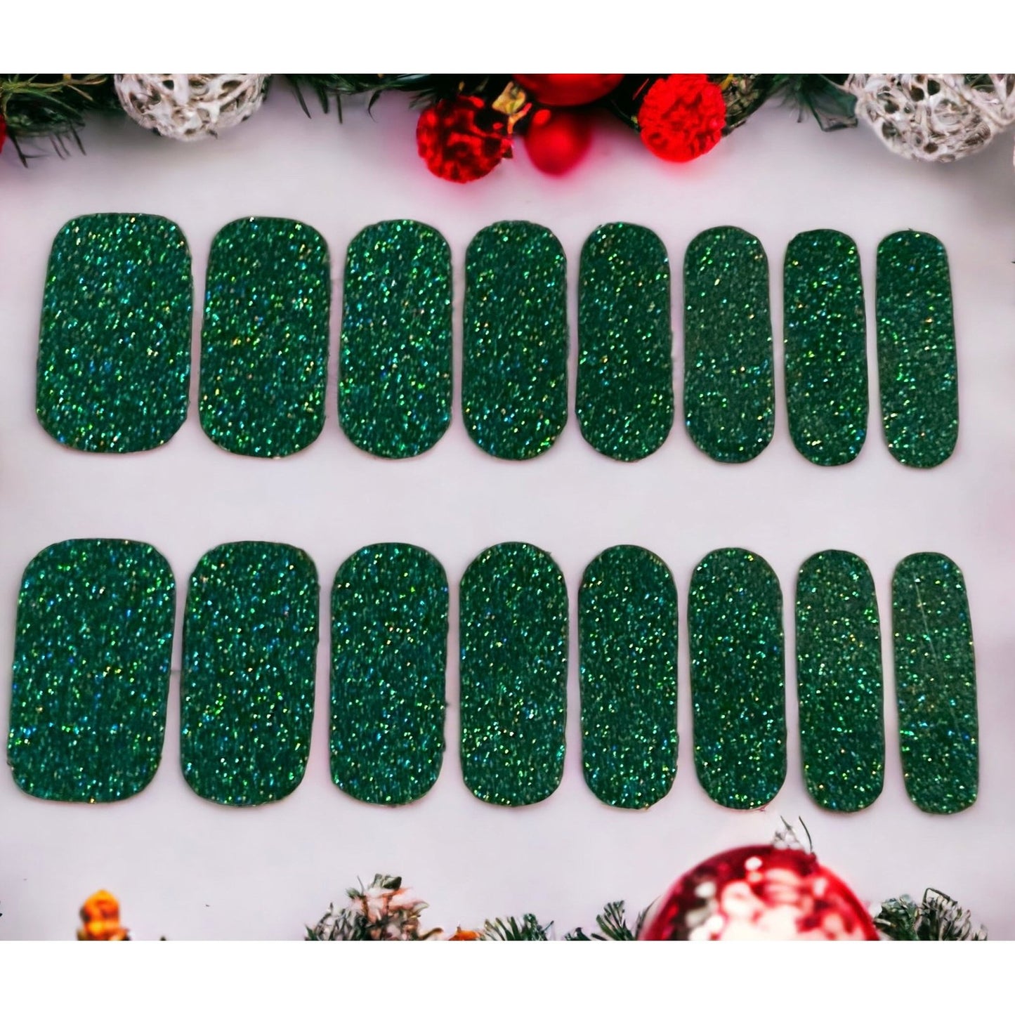 BeauMama Green Glitter Semi Cured Gel Nail Wraps