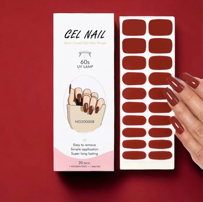 BeauMama Maroon Semi Cured Gel Nail Wraps