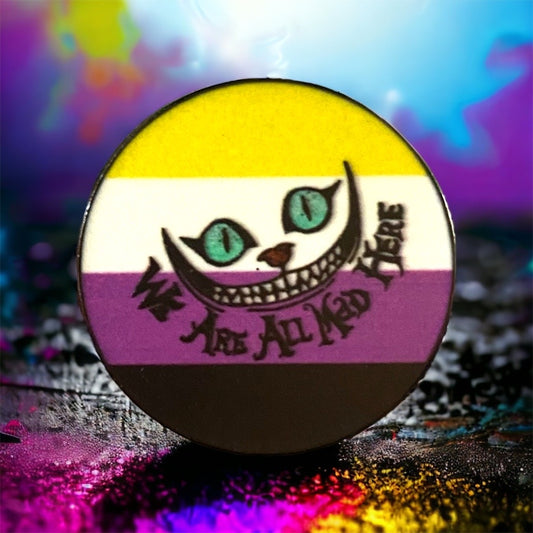 We Are All Mad Here Yellow/Purple/Black Enamel Pin