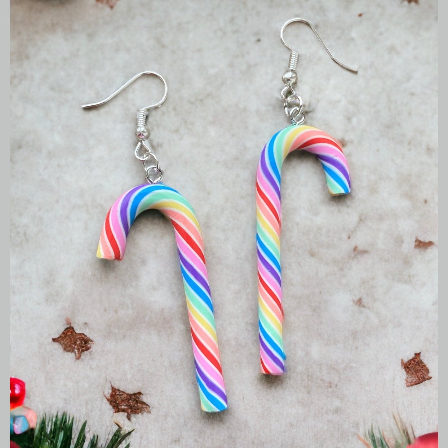 Candy Cane Earrings - Colourful