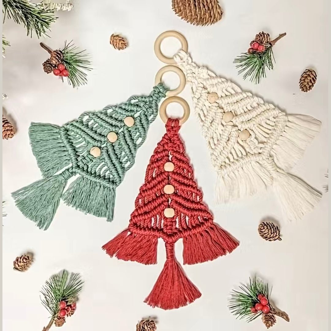 Christmas Macrame Kit - Red/Cream/Green