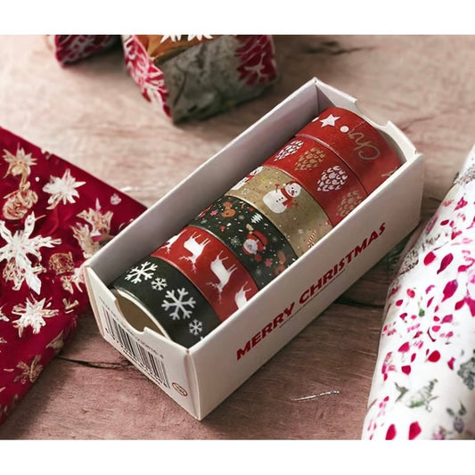 Festive Paper Washi Tape - 6 Rolls