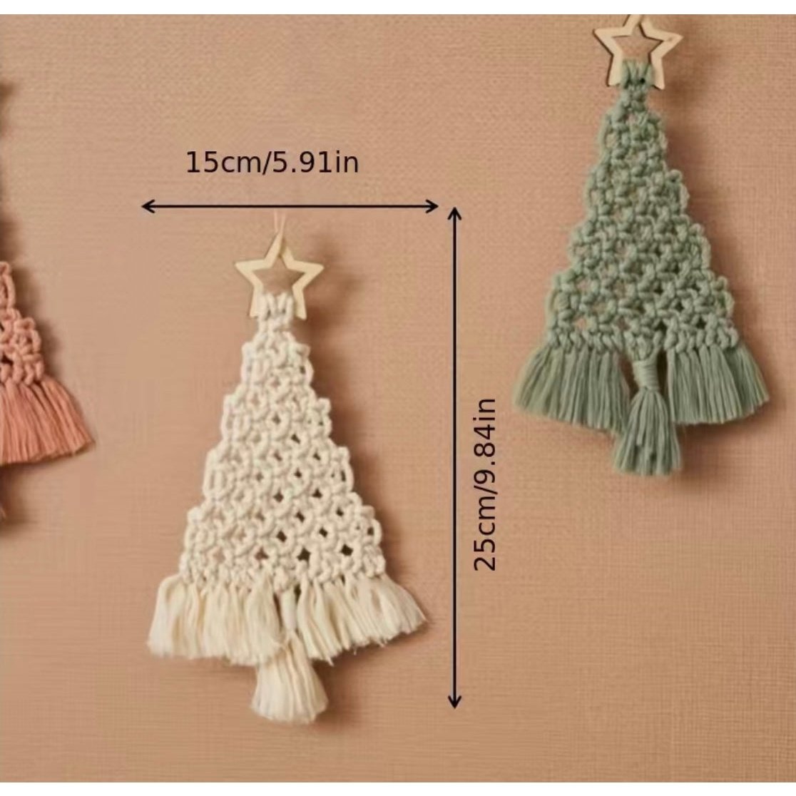 Christmas Macrame Kit - Pink/Cream/Green