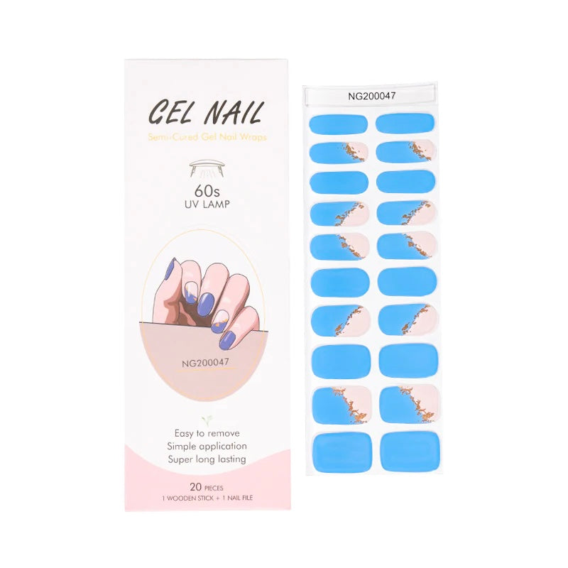 BeauMama French Blues Semi Cured Gel Nail Wraps