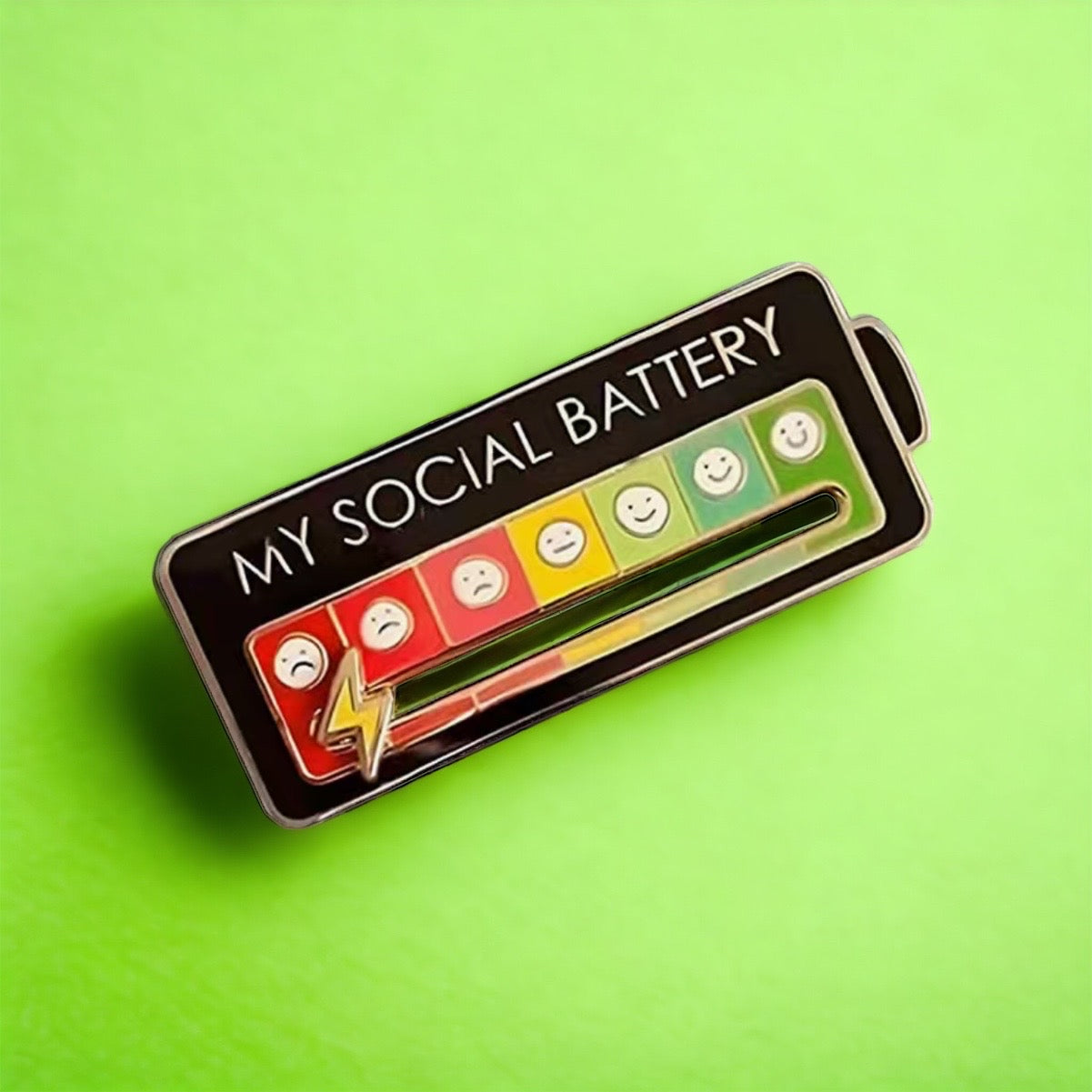 My Social Battery Interactive Enamel Pin