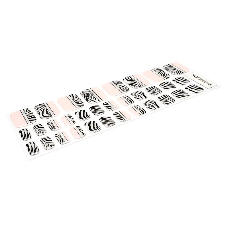 BeauMama Zebra Sparkle Semi Cured Gel Toe Nail Wraps