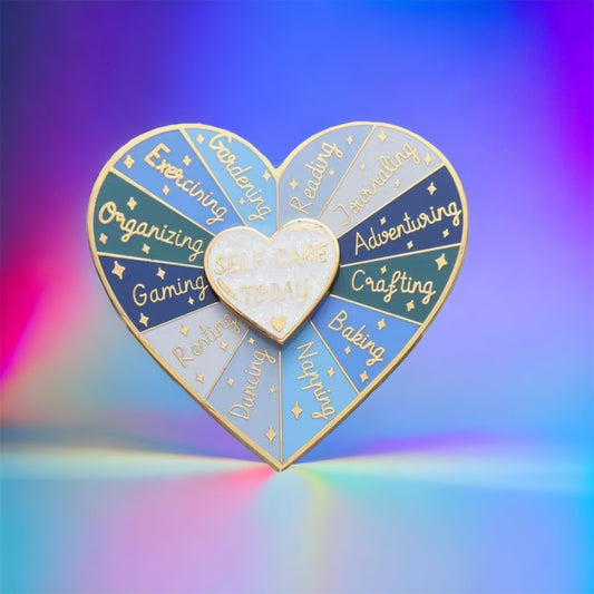 Self Care Interactive Blue Enamel Pin