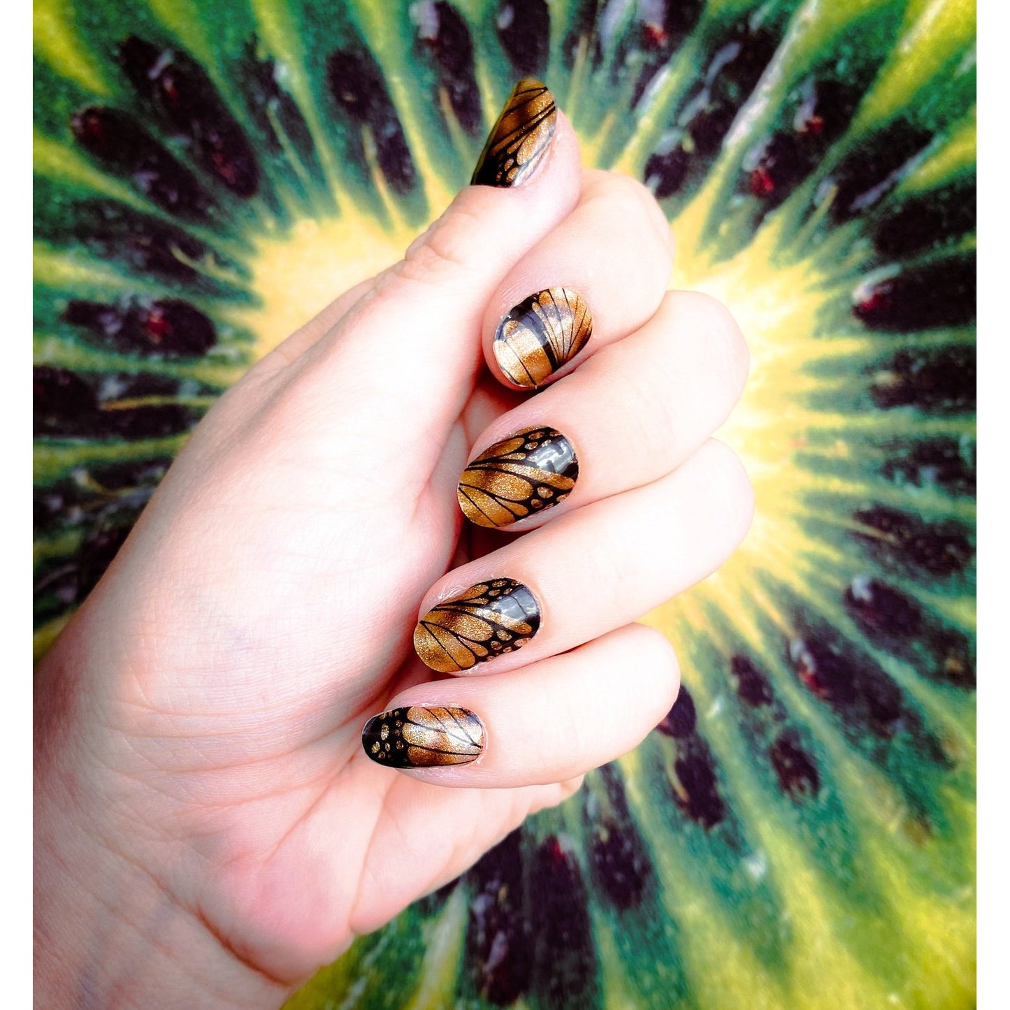 BeauMama Golden Butterfly Semi Cured Gel Nail Wraps