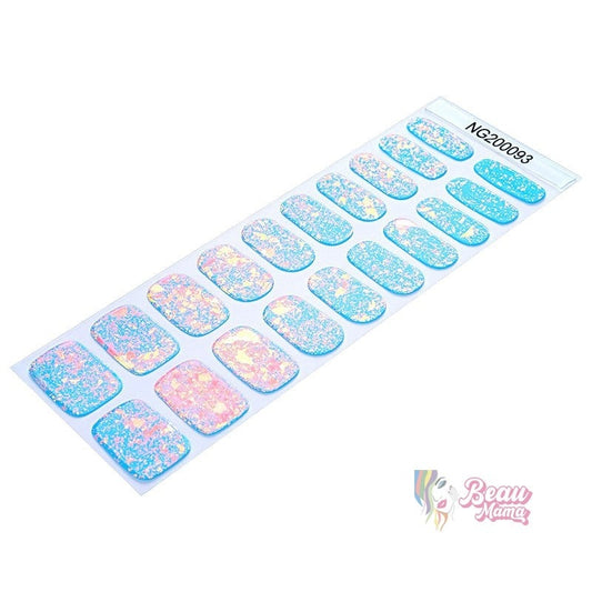 BeauMama Blue Brocade Semi Cured Gel Nail Wraps