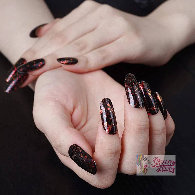 BeauMama Cinnabar Brocade Semi Cured Gel Nail Wraps