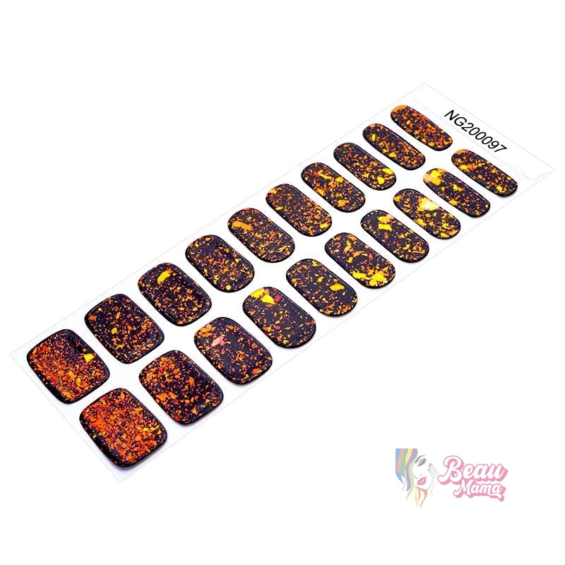 BeauMama Cinnabar Brocade Semi Cured Gel Nail Wraps