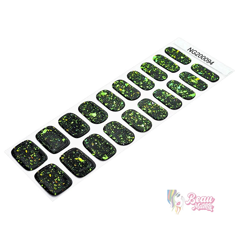 BeauMama Green Brocade Semi Cured Gel Nail Wraps