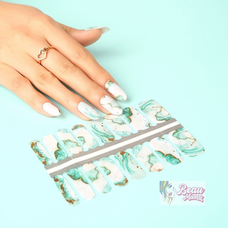 BeauMama Green Geode Nail Wraps