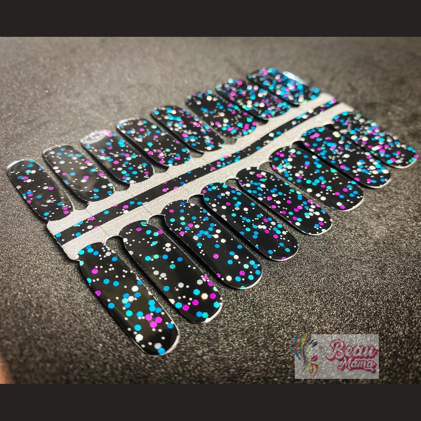 BeauMama Holographic Black Nail Wraps