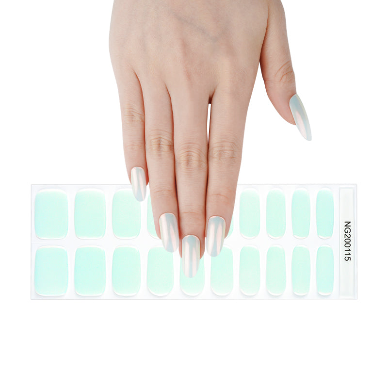 BeauMama Light Mint Aurora Semi Cured Gel Nail Wraps