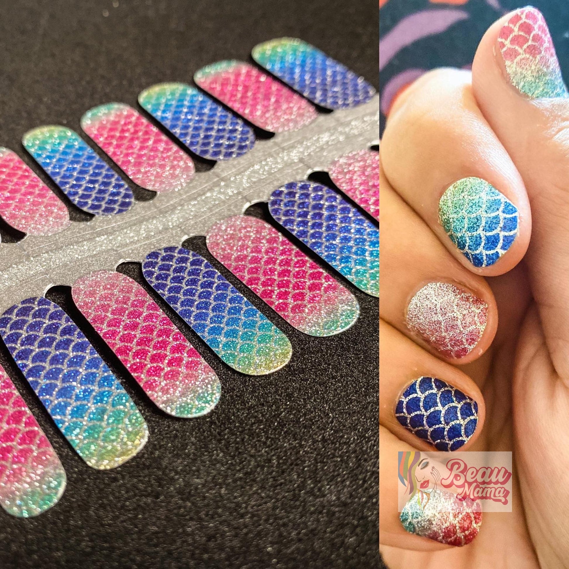 BeauMama Pastel Mermaid Nail Wraps