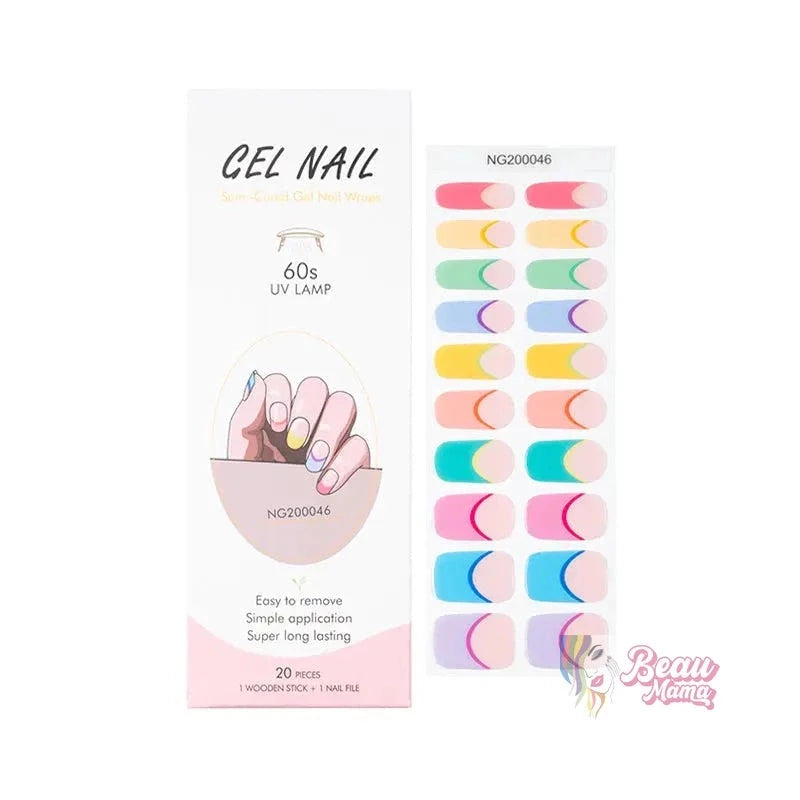 BeauMama Pastel Tips Semi Cured Gel Nail Wraps