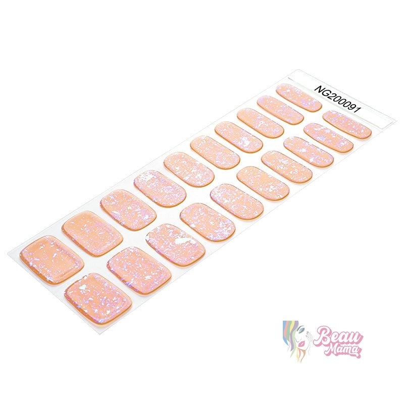 BeauMama Peach Brocade Semi Cured Gel Nail Wraps